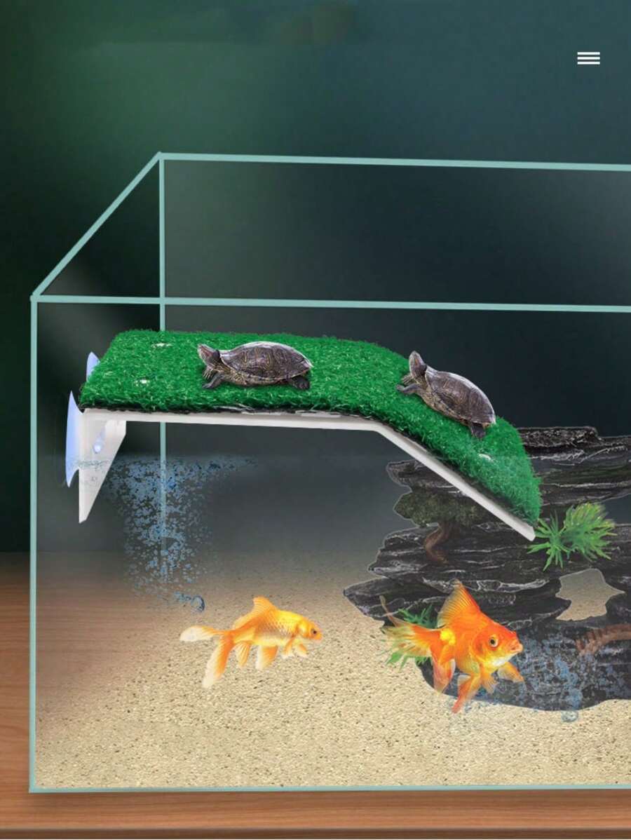 1pc Artificial Grass Platform For Turtles To Rest, Bask In Sun And Climb, Turtle Aquarium Decor, Habitat