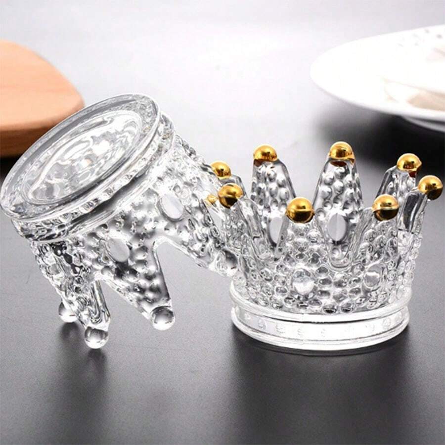 1 Peça Estilo Ins Joia de Luxo Atacado Prato de Armazenamento de Colar de Castiçal de Coroa de Vidro, Placa Ornamental Criativa para Queima de Incenso