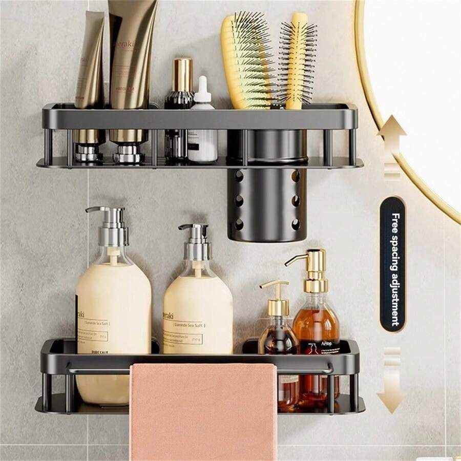 1pc Stainless Steel Kitchen Wall-Mounted Spice Rack With Sink Sponge Drying Basket And Dishcloth Drying Stand - Kitchen Storage Rack