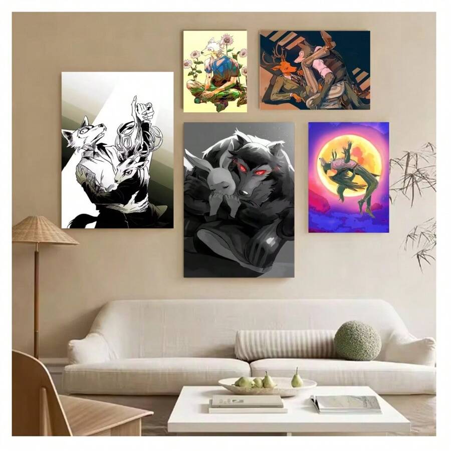 1pc Frameless Vintage Painting Anime Art Posters Decoration Game Room Bar Coffee Shop Bedroom Dormitory Wall Cartoon Modern Wall Arts Decoration Home Decoration Gifts ,Wall Art With Frame
