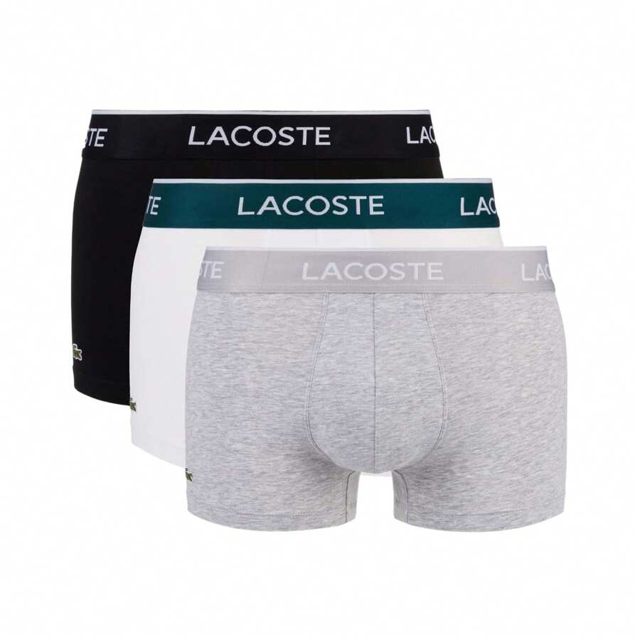 Lacoste 3 confezioni di slip in cotone stretch con logo in vita, colori blu navy/rosso/blu 5H1300-W64