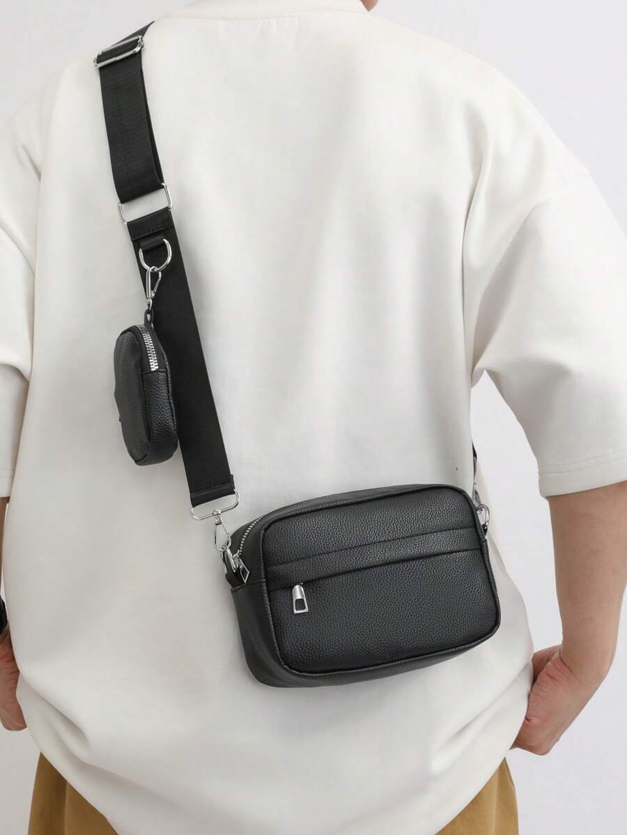 Bolsa de ombro diagonal masculina, duas peças, mini bolsa de ombro pequena, carteira para moedas, bolsa transversal masculina, bolsa quadrada, mini com porta-moedas, à prova d'água com alça ajustável, itens essenciais para viagem, bolsa de verão, mini bolsa, itens essenciais para estudantes, bolsa lateral masculina