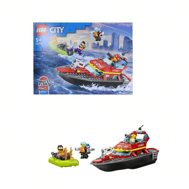 LEGO Ciudad Serie 60373 Barco de rescate de bomberos Juguete de bloques de construcción ensamblados para niños Regalo del Día del Niño