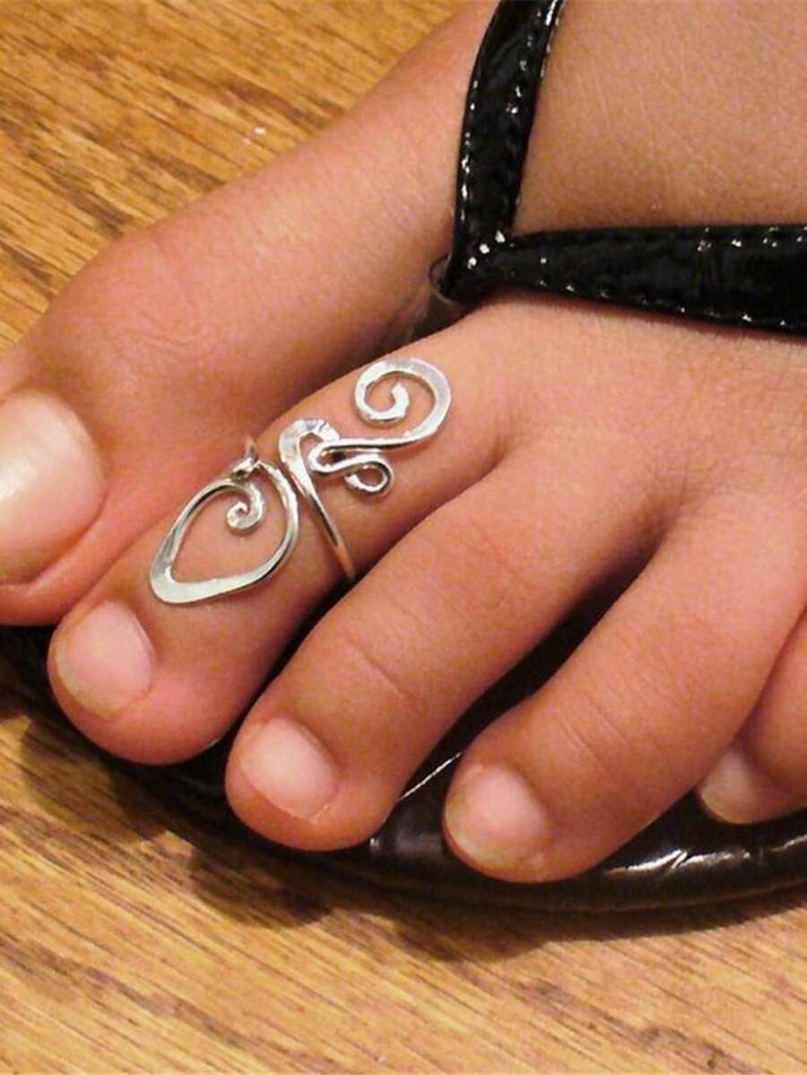 1 pieza Anillo de dedo del pie asimétrico envuelto, joyería bohemia de verano, anillo de nudillo ajustable para mujer, adecuado para playa, fiesta y reuniones