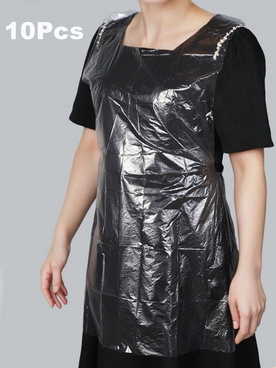 10 Stück Einweg-Plastikschürzen, zufällige Farbe, einzeln verpackt, geeignet für Fondue, Grillen, Restaurant, Küche, Atelier, Erwachsenennutzung