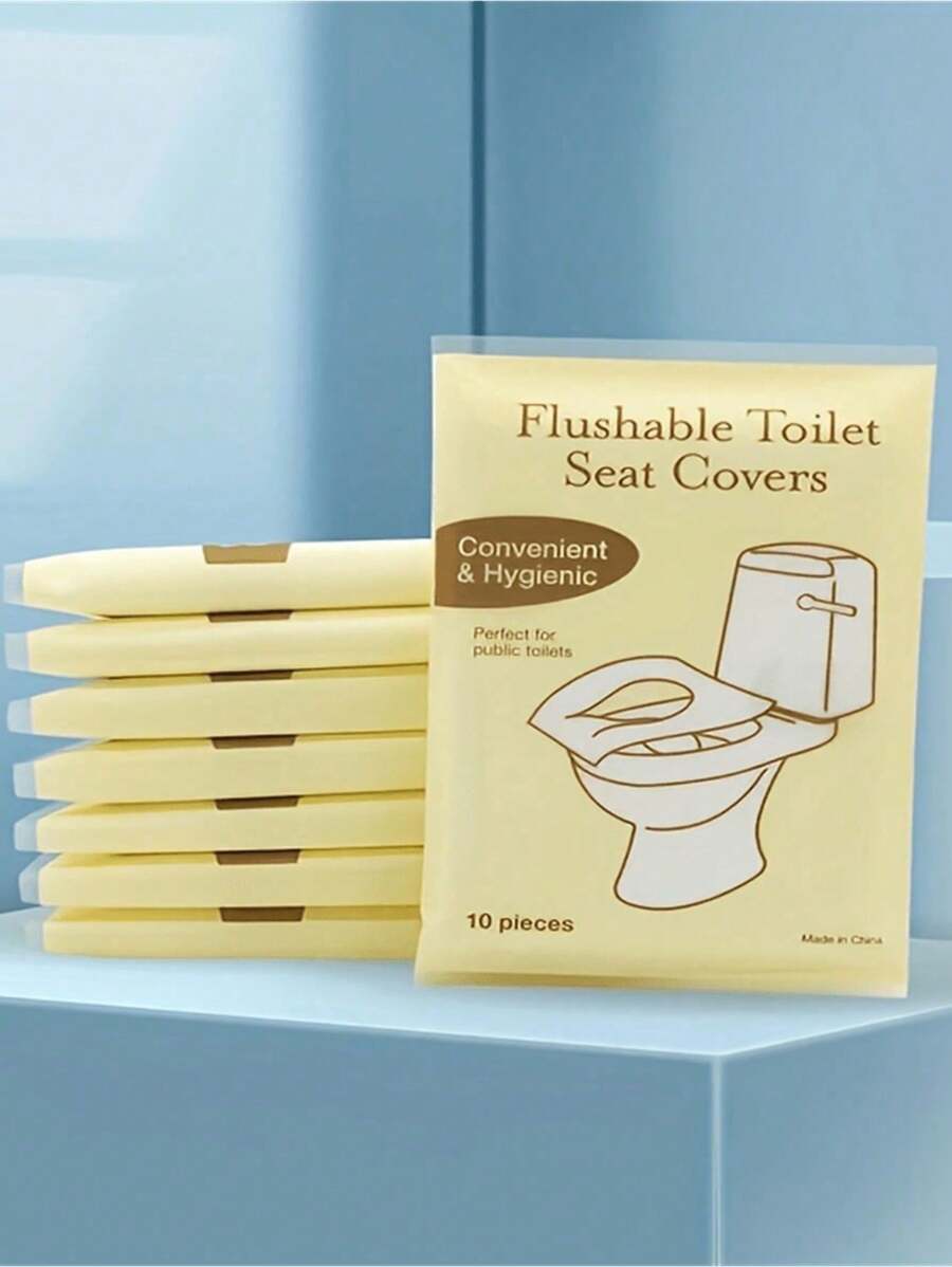 10/50/100 pièces Housses de siège de toilette jetables pour le voyage - Housses de siège de toilette portables pour les voyages et les hôtels, grande taille, imperméable, couvre-siège de toilette jetable universel en papier, décoration de salle de bain d'été