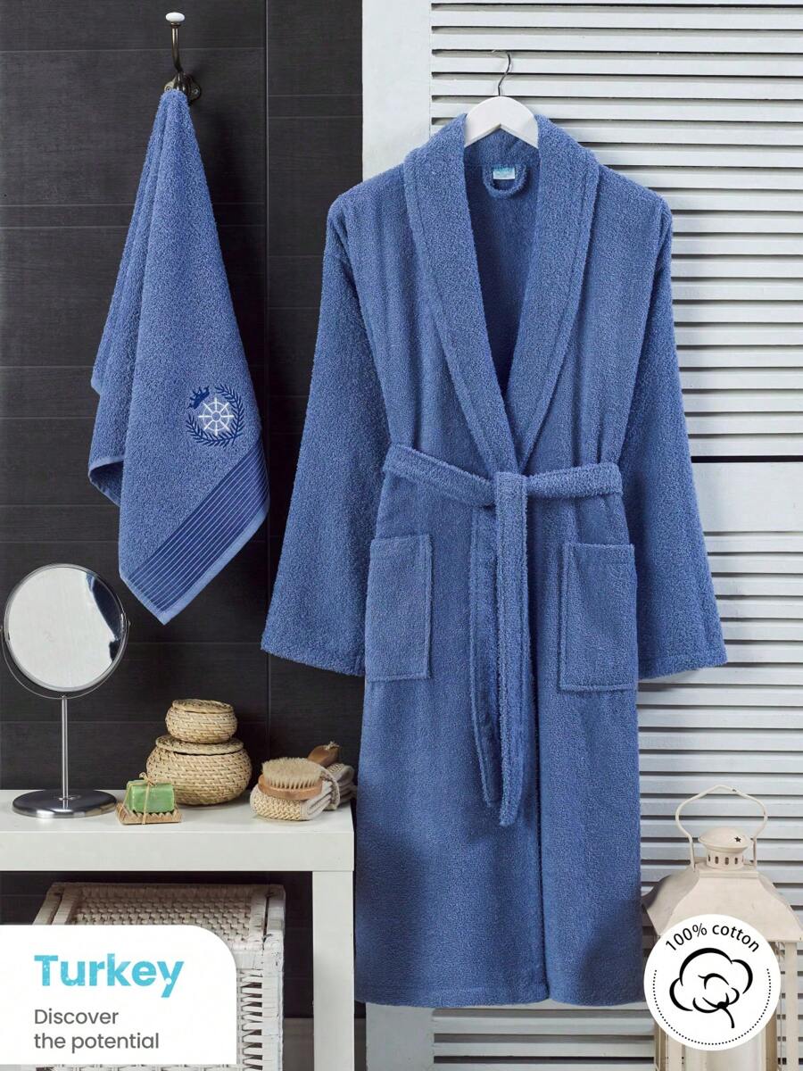Peignoir femme moelleux, peignoir homme avec capuche en éponge de terrycloth, unisexe, peignoir de sauna femme avec ceinture longue S/M - L/XL