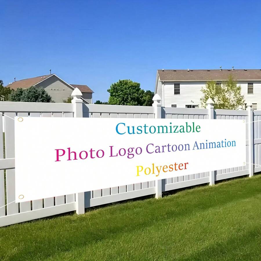 1pc2d Can Be Customized Photo Logo Cartoon Animation Flag Banner Durable Machine Washable Metal Buckle Polyester Material Can Be DIY Drawing Multifunctional Background Universal For Many Festivals