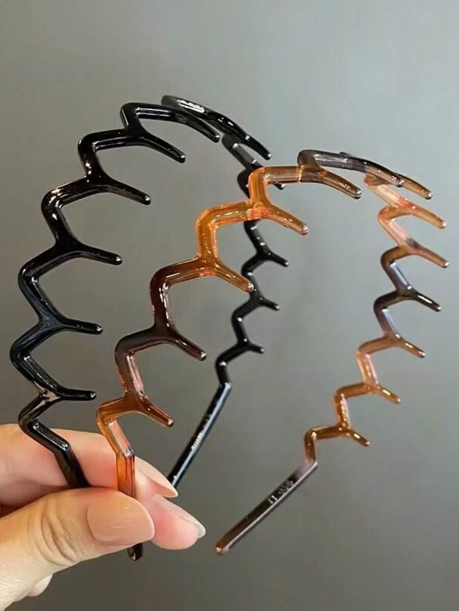 2 Stück einfache Haarreifen für Damen mit großer gewellter Form, Make-up Stirnband, Kunststoff Haarreifen mit eleganter Optik, Haaraccessoire Halloween, Haarband Stirnband für Frauen, Haaraccessoires, Diademe