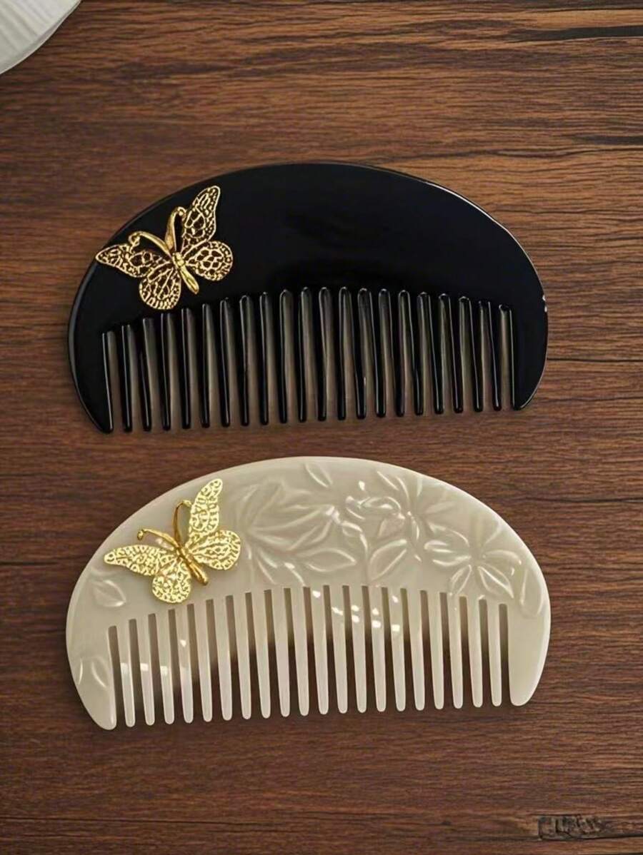 1 Peça Pente de Borboleta Fashionable de Alto Padrão Leve de EVA (Copolímero de Etileno e Acetato de Vinila), Leve, Portátil, Anti-estático. Inclui 1 Bolsa de Cordão de Seda Sintética. Ferramenta de Penteado