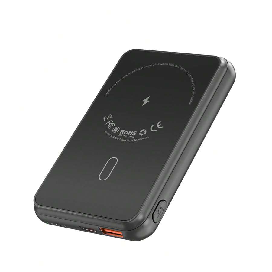 Batterie Externe sans Fil 10000 mAh 22,5W Petit Chargeur Portable Magnétique, Power Bank avec Support Charge Rapide USB-C Compatible pour Phone 15/14/13/12/Pro/Pro Max et Plus (Noir)