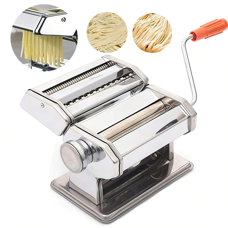 Nudelmaschine Pasta Maker Manuelle aus Edelstahl Frische Maschine 9 Stufen einstellbar Cutter mit Klemme für Spaghetti Nudeln Lasagne
