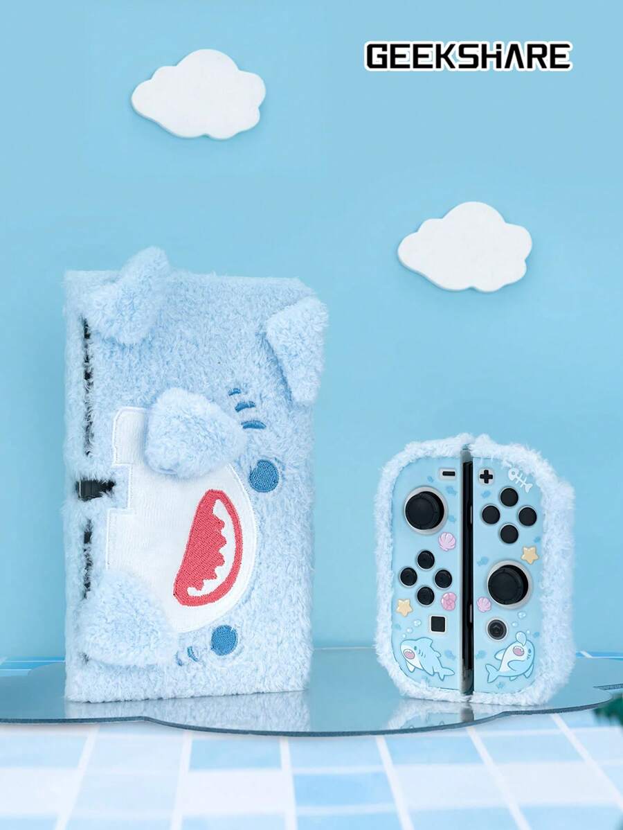 GeekShare Cute Shark Plush Protective Case Compatible With Nintendo Switch OLED
