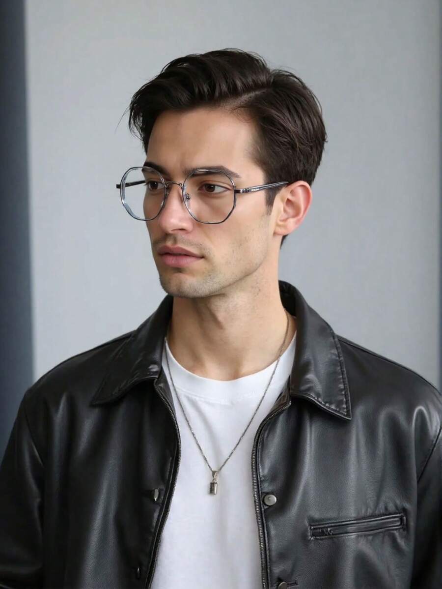 1 par de gafas premium de hombre con patrón geométrico metálico retro para bloquear la luz azul, adecuadas para computadora, decoración, juegos