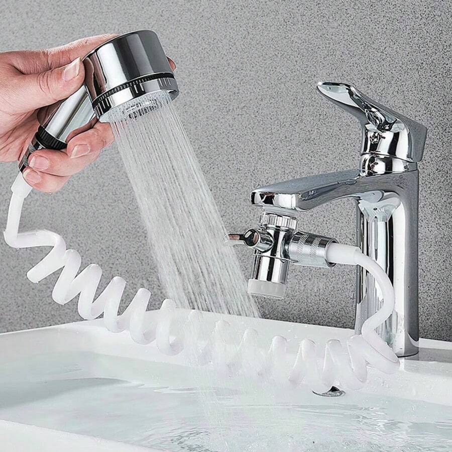 1 Set Bathroom Bathtub Faucet Set, Shower Faucet, Sink Faucet Sprayer, Faucet Extension Nozzle, Shower Head, Adjustable Shower Gear, Suction Cup Wall-Mounted, Easy To Install, Suitable For Home Bathrooms, Hotel Bathrooms