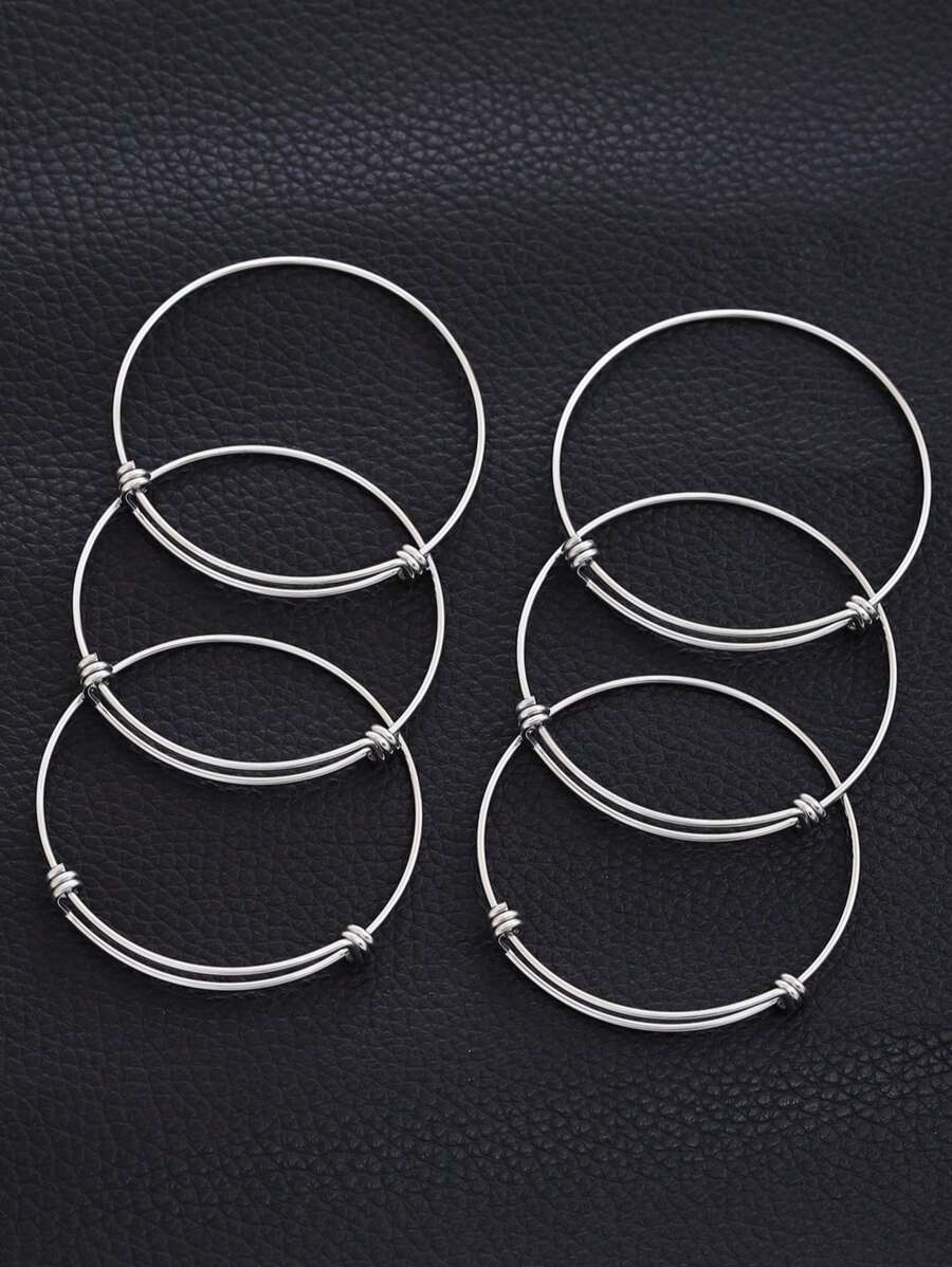 ZIRUISP 2/4/6pcs 304 Stainless Steel DIY Charm Bangle Expandable Adjustable Bracelet For Women Men Jewelry Attachment Holiday Gift