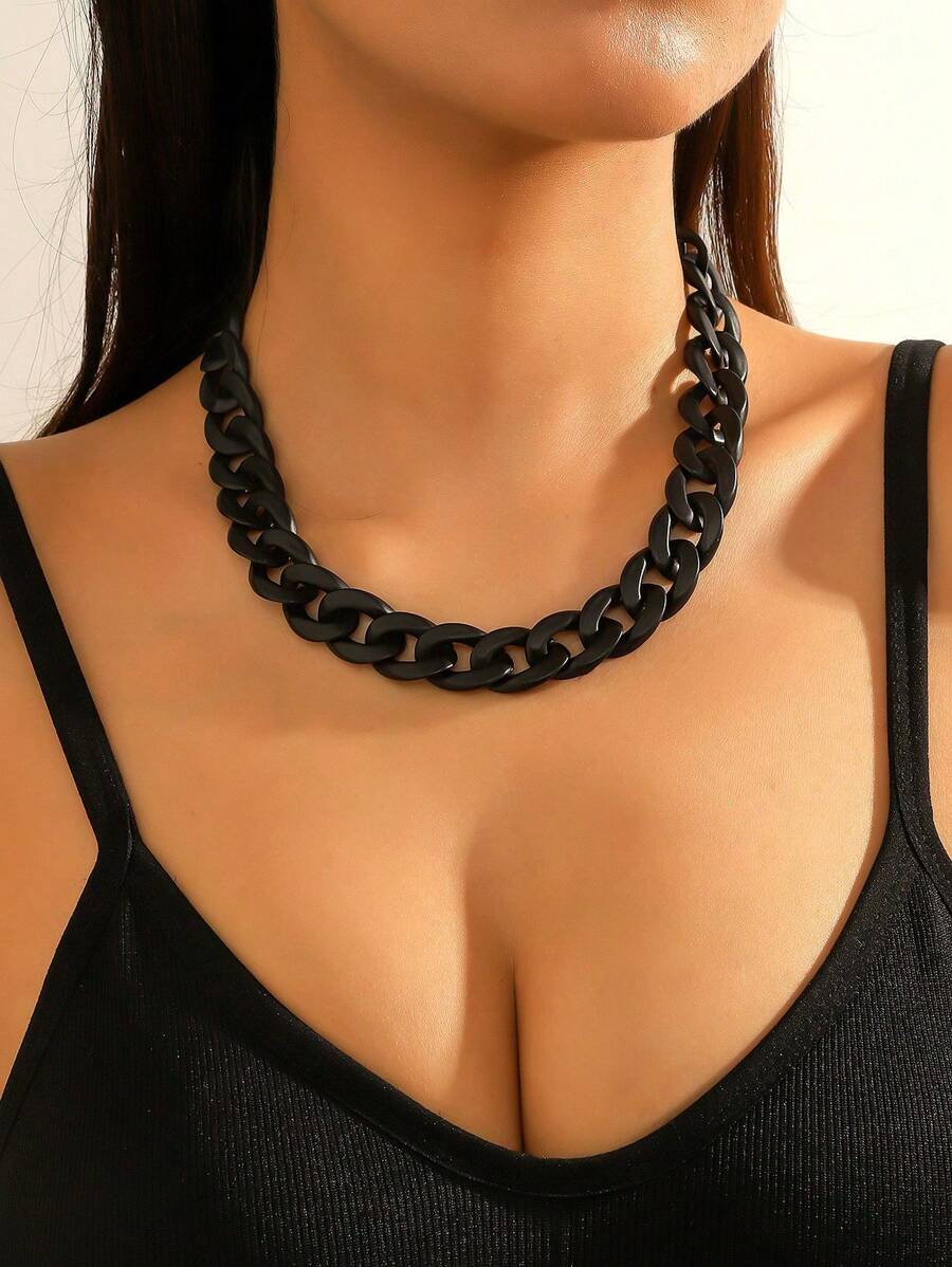 1 peça colar de acrílico de plástico estilo hip hop exagerado colorido arco-íris adequado para mulheres acessórios de joias diárias