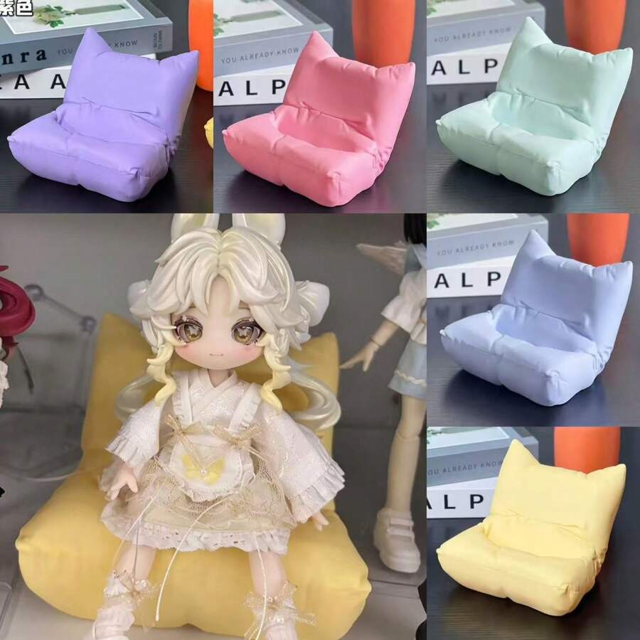 Nuevo soporte para teléfono con forma de sofá, decoración de escritorio de oficina mini fresca, soporte móvil inclinado creativo y lindo adecuado para transmisiones en vivo y toma de fotos, accesorio de muñeca de 10 cm