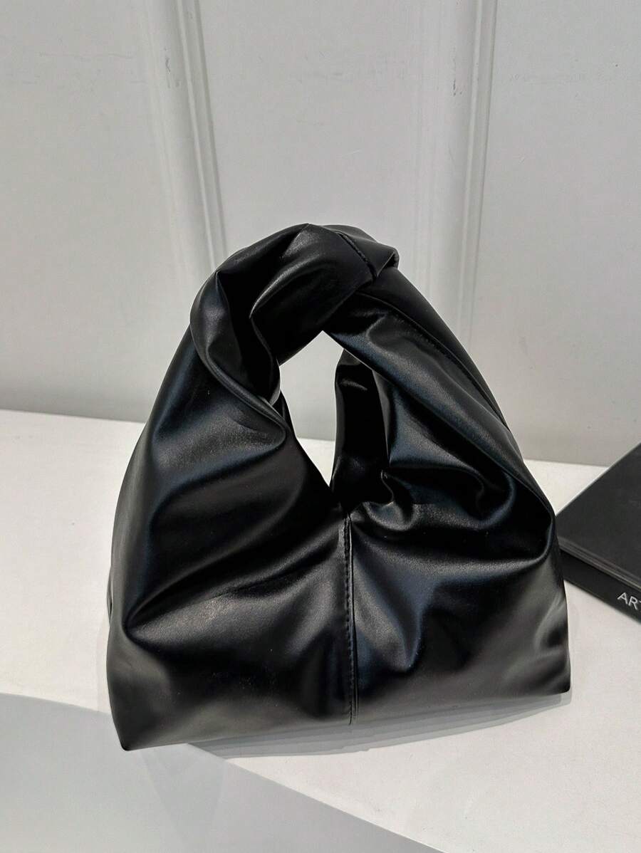 Bolso de hombro de piel sintética (PU) de unicolor y estilo versátil y a la moda, bolso baguette pequeño y minimalista casual para mujeres