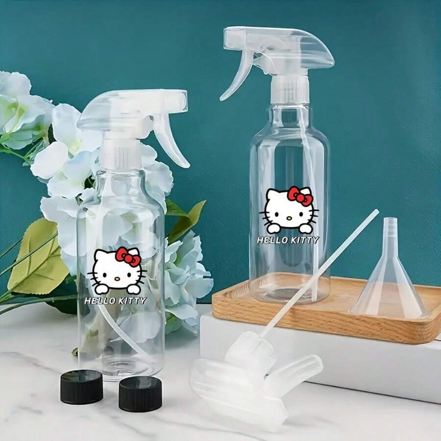 Sanrio 1pc Hello Kitty Portable Mist Sprayer - Fine Continuous Mist, Various Sizes Available, For Hairstyling, Plants, Cleaning, Hair & Skin Care, Reusable, Essential For Hairstyling | Transparent Bottle