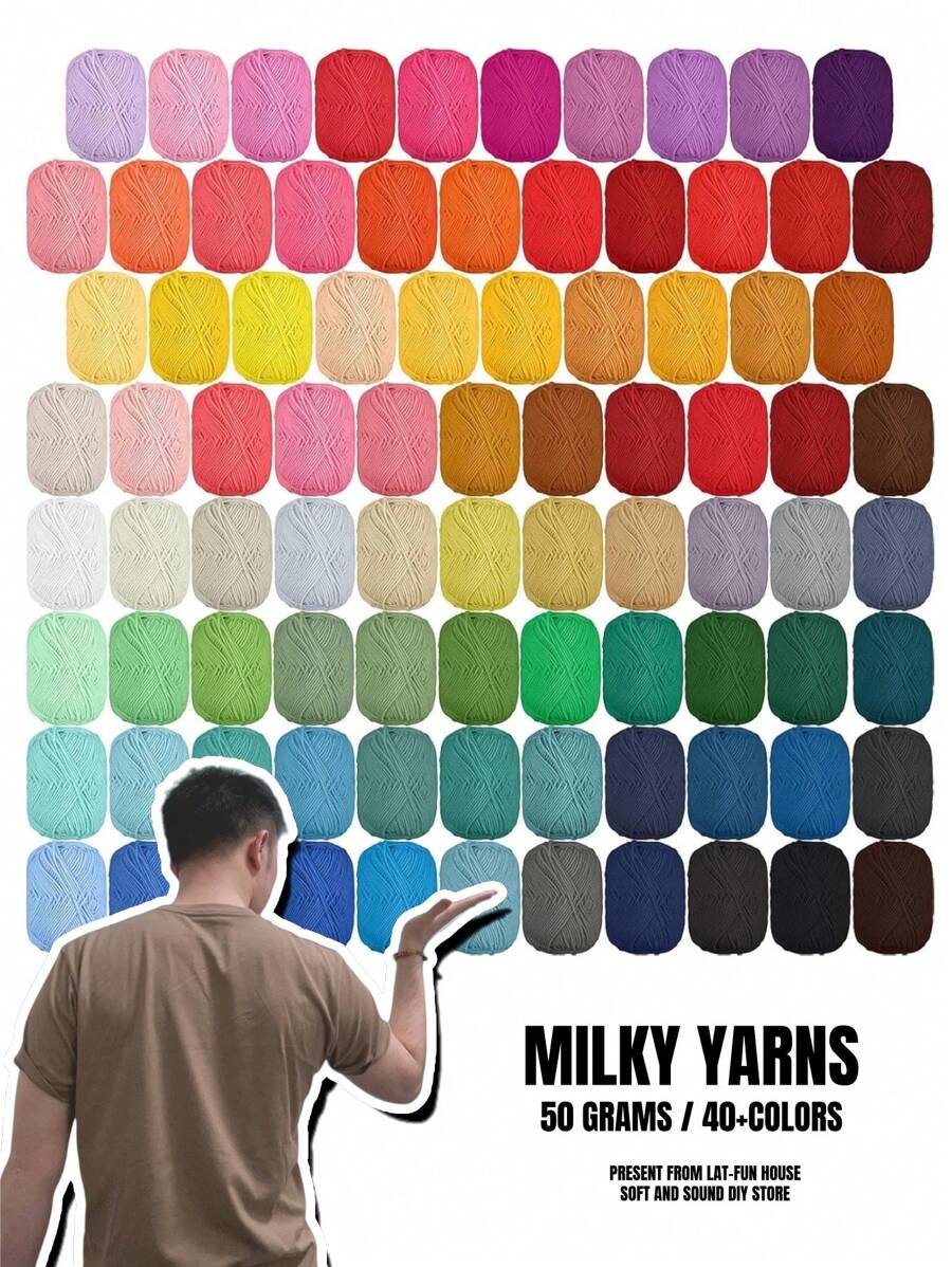 1pc 50g 5-Stranded Cotton Yarn, Suitable For DIY Weaving Bags, Scarves, Hats, Sweaters, Home Textiles