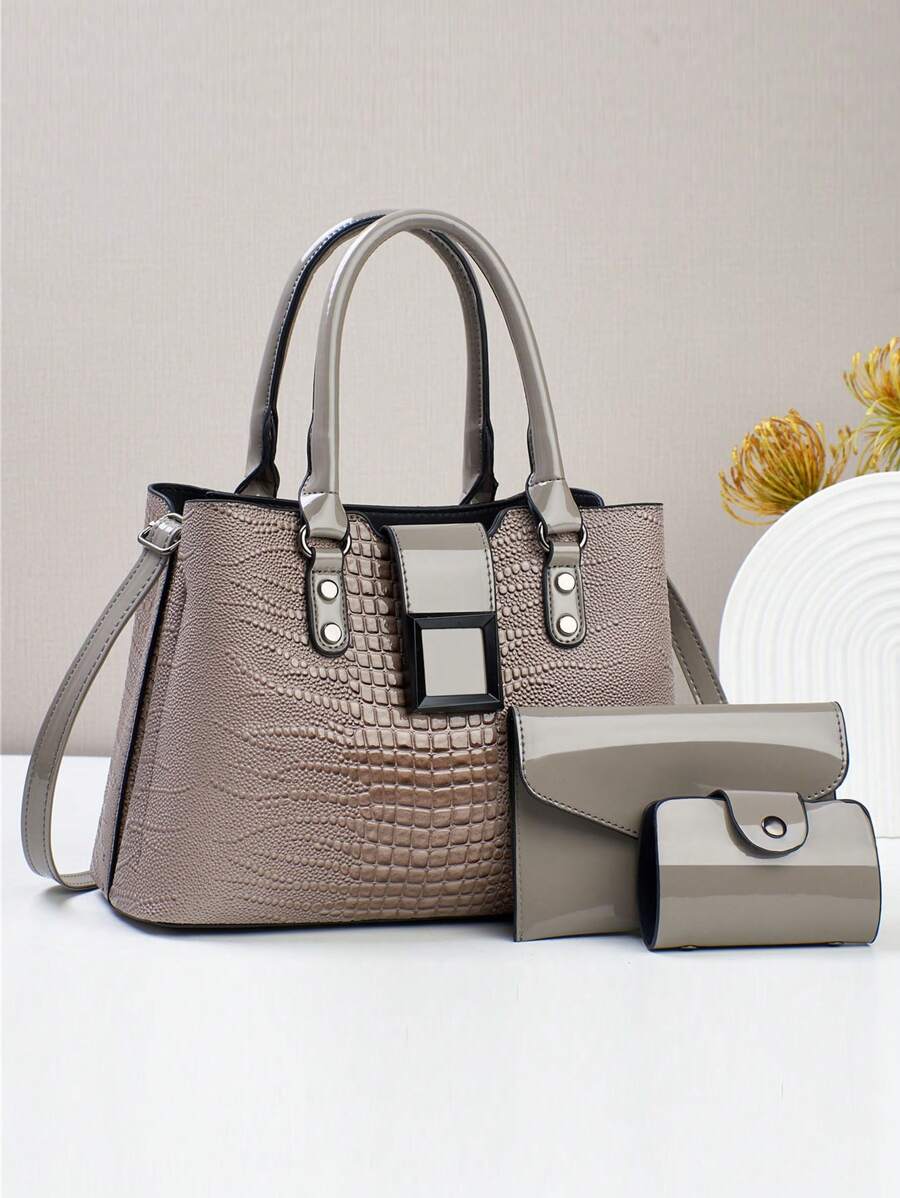 New Casual Women's Multi-Function Combo Bag, Fashionable Classic Elegant Style, Convenient To Carry, Large Capacity, Shoulder Or Crossbody, Suitable For Fall