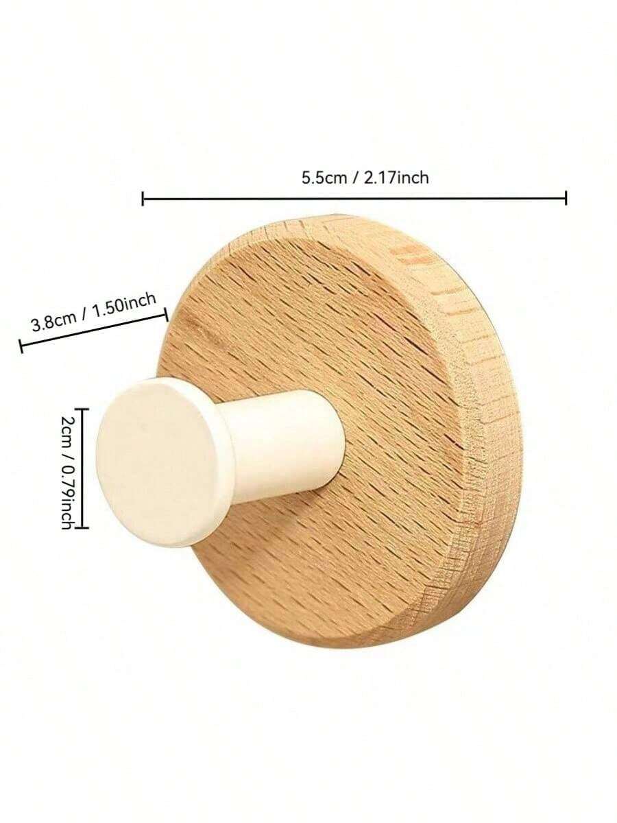 Wooden Hanging Hooks, Key Hooks, Jewelry Hooks, Bathroom Hooks, Kitchen Hooks, Towel Hooks, Clothes Hooks, Multi-Purpose Hooks, No-Drill, Cream Color, Anti-Rust, Anti-Mold, High Load-Bearing Capacity