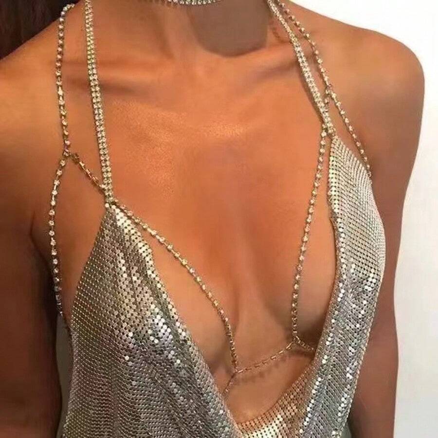 Rhinestone Chain Bra Crystal Body Chains For Women Necklace Sexy Bikini Nightclub