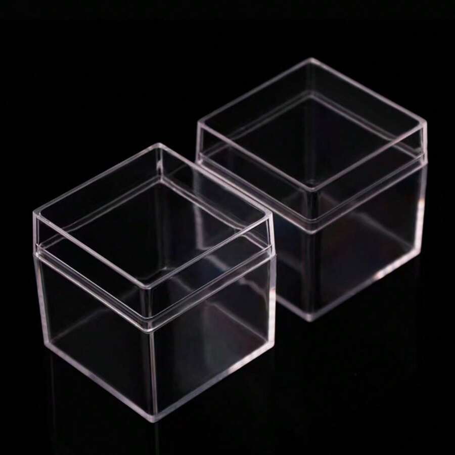 12 pièces Nouvelles boîtes d'emballage carrées en plastique PS entièrement transparentes, boîtes à bonbons avec couvercle à charnière