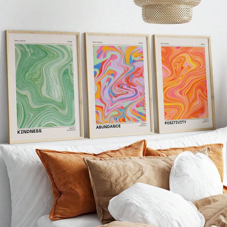 1/3pcs Wall Art Posters/ Modern Style, Aura Energy Spiritual Gradient Print 3 PiecesWall Art Aesthetic Room Decor Retro Wall Art Apartment Decor Printable Wall Art Unframed / Framed ,Wall Art With Frame