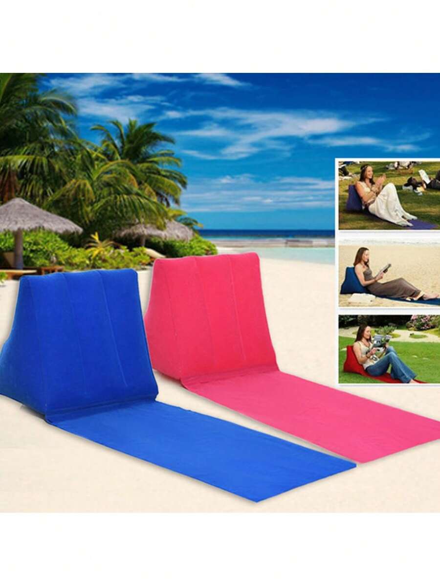 1 Stück Premium PVC Velours Dreieck Strandmatte, aufblasbare Stütze, faltbare Schlafunterlage, geeignet für Outdoor-Aktivitäten, feuchtigkeitsabweisend & tragbares Design