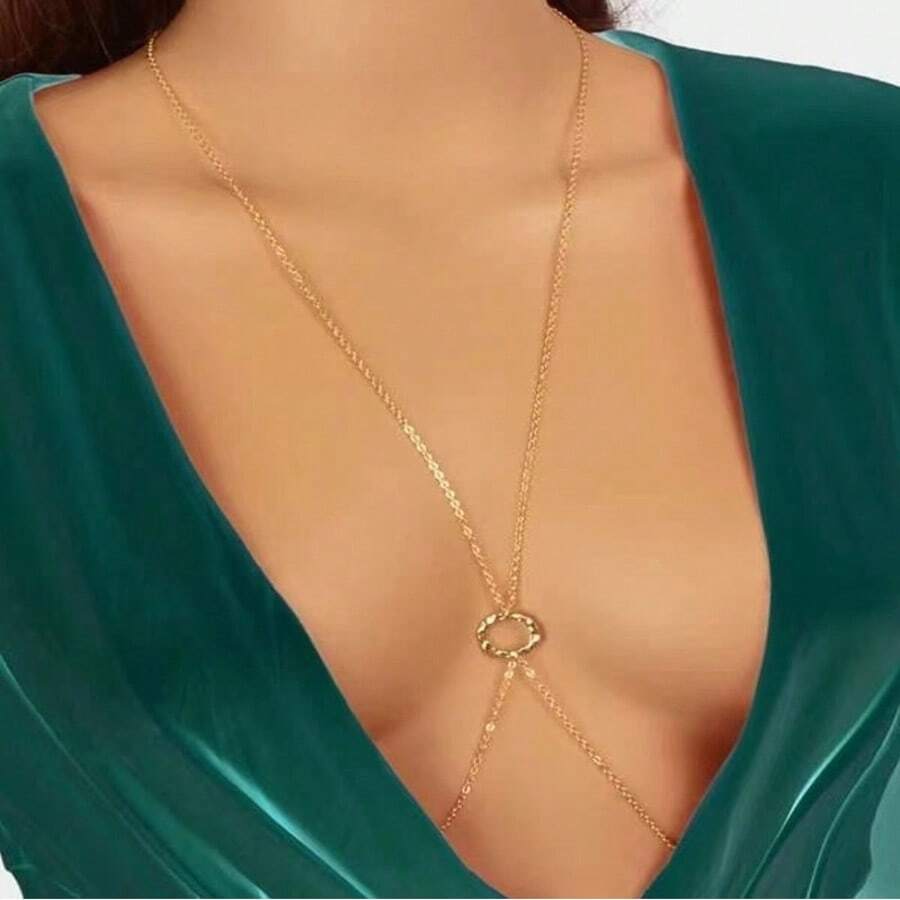 1 pieza Cadena para el Body Sujetador Anillo de pecho dorado Decoración de cadena Bikini Fiesta electrónica Club Joyas corporales