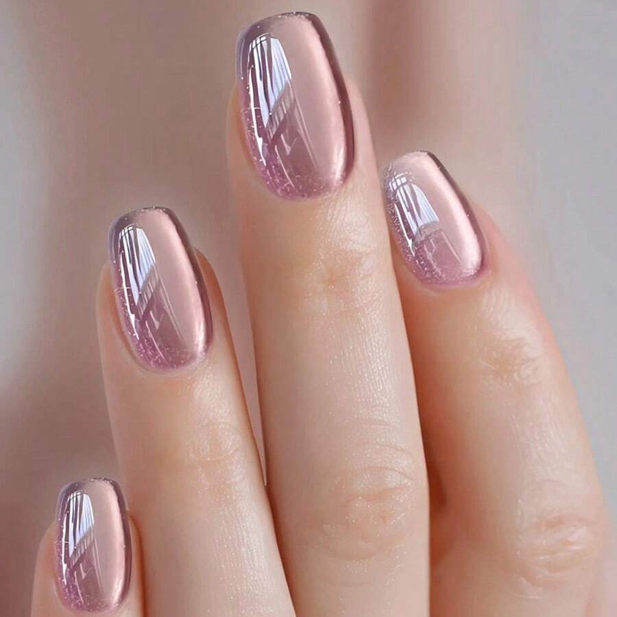 Pearlescent High-End Nail Polish Stickers Cat Eye Metallic Nail Decal, Removable Luxury Solid Color Nail Strips, Elegant & Simple