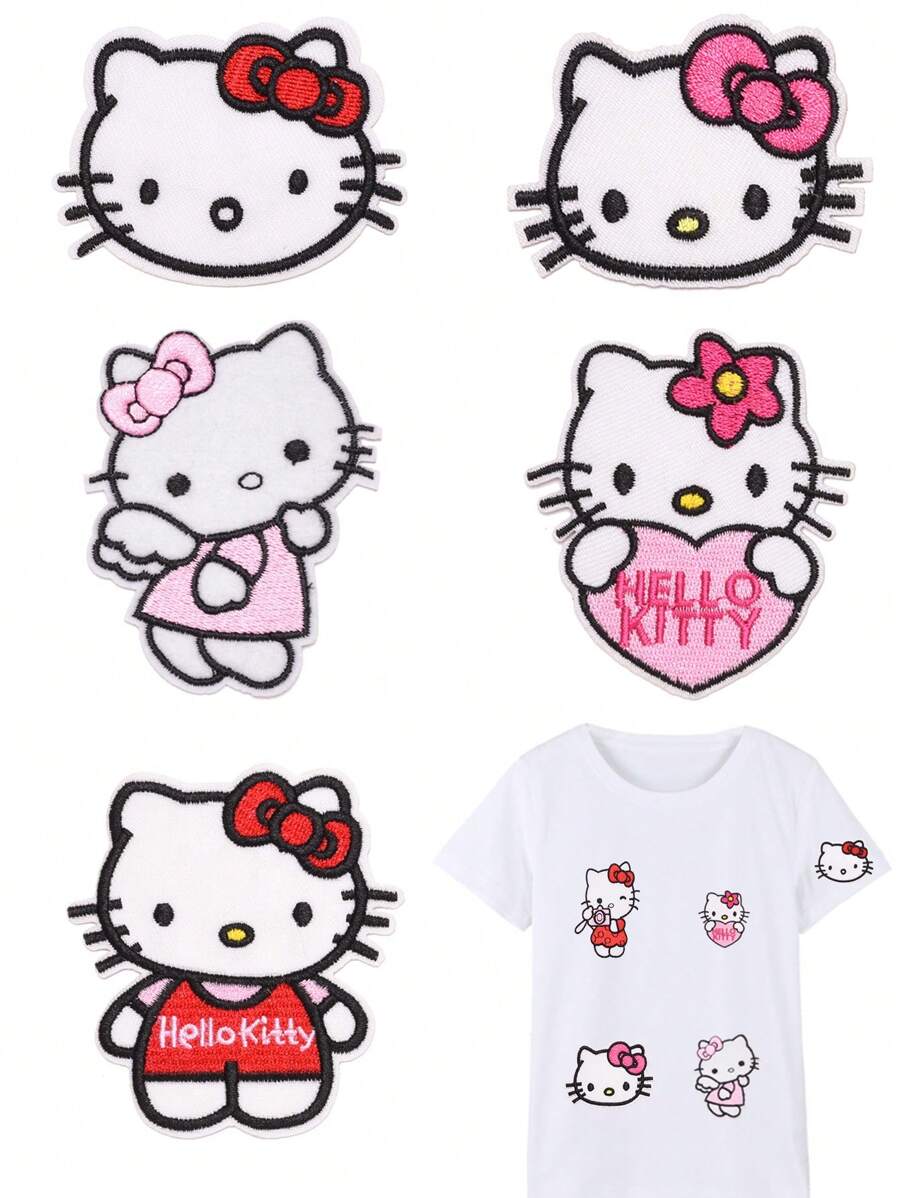 Sanrio 1Pc Hello Kittys Patch Embroidery Sticker Cartoon Cute Cloth Patch Suitable For Clothes Hats Pants (Some Parts May Be Random)