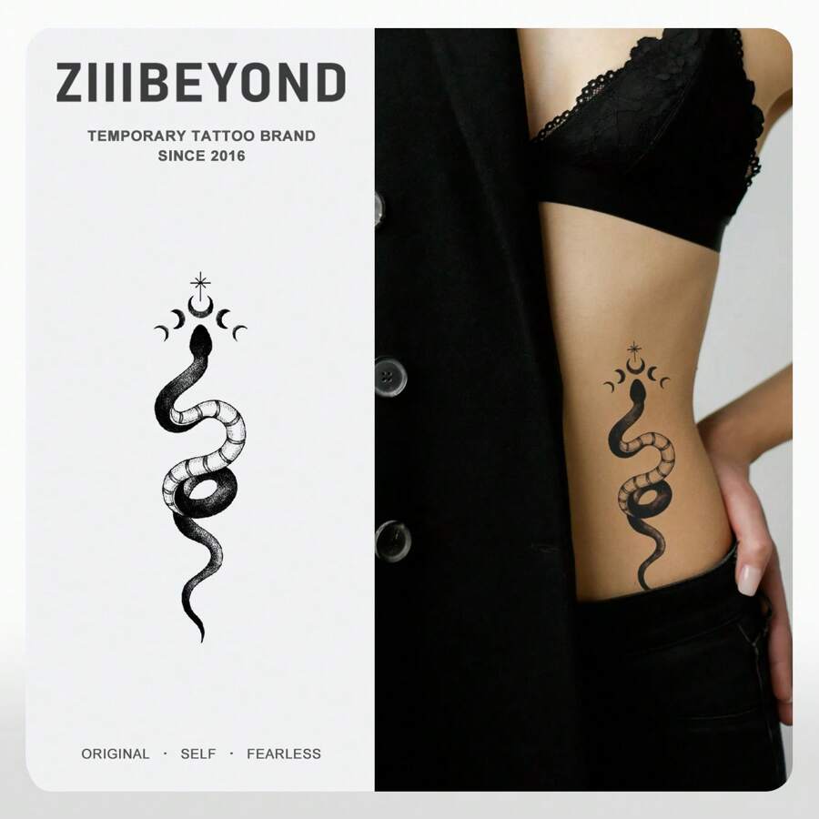 Waterproof Vivid Mystical Snake Themed Temporary Tattoos, Long-Lasting Sexy Party Tattoo, Artist Original Design