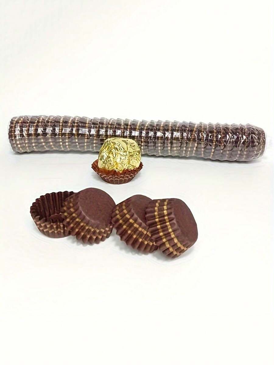 Pachet de 200 bucăți cu dungi negre și aurii, rezistente la căldură pentru ciocolată, mini deserturi, ideale pentru Crăciun, Halloween, Paște, cupcakes de Ziua Recunoștinței