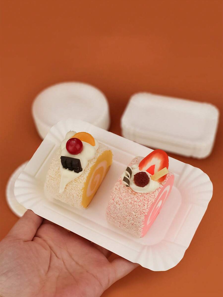 40pcs Premium Disposable Cake Plates, Square Cake Paper Plates, Disposable Birthday Cake Plates, Disposable Tableware, Disposable Event Cake And Dessert Tasting Utensils, Used For Parties, Gatherings, Weddings, And Food Tasting Events, Perfect For Cake Shops, Family Gatherings, Pastry Shops, And Cafes