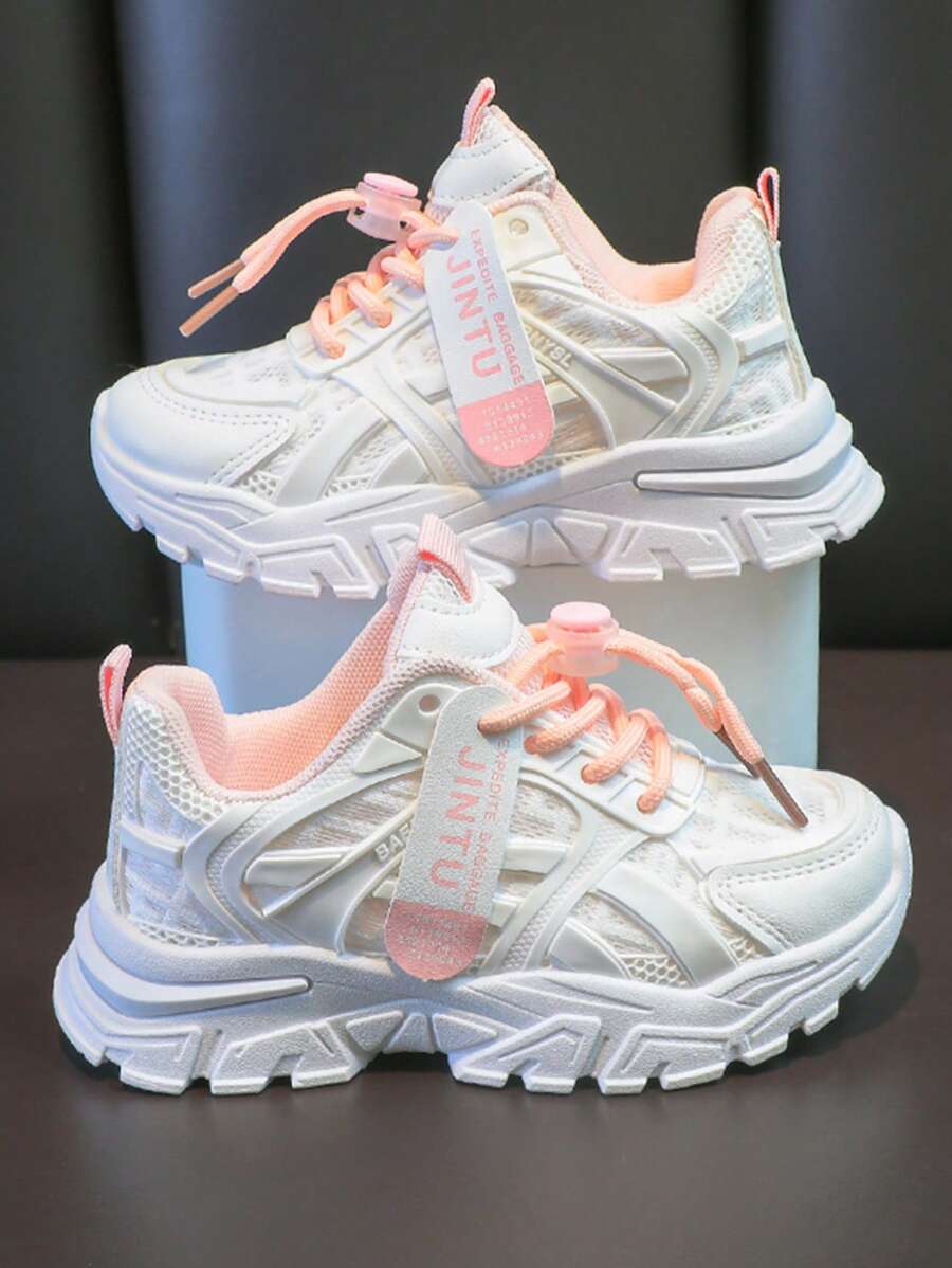 1 paio di sneaker casual estive bianche in rete traspiranti e bucherellate per ragazze