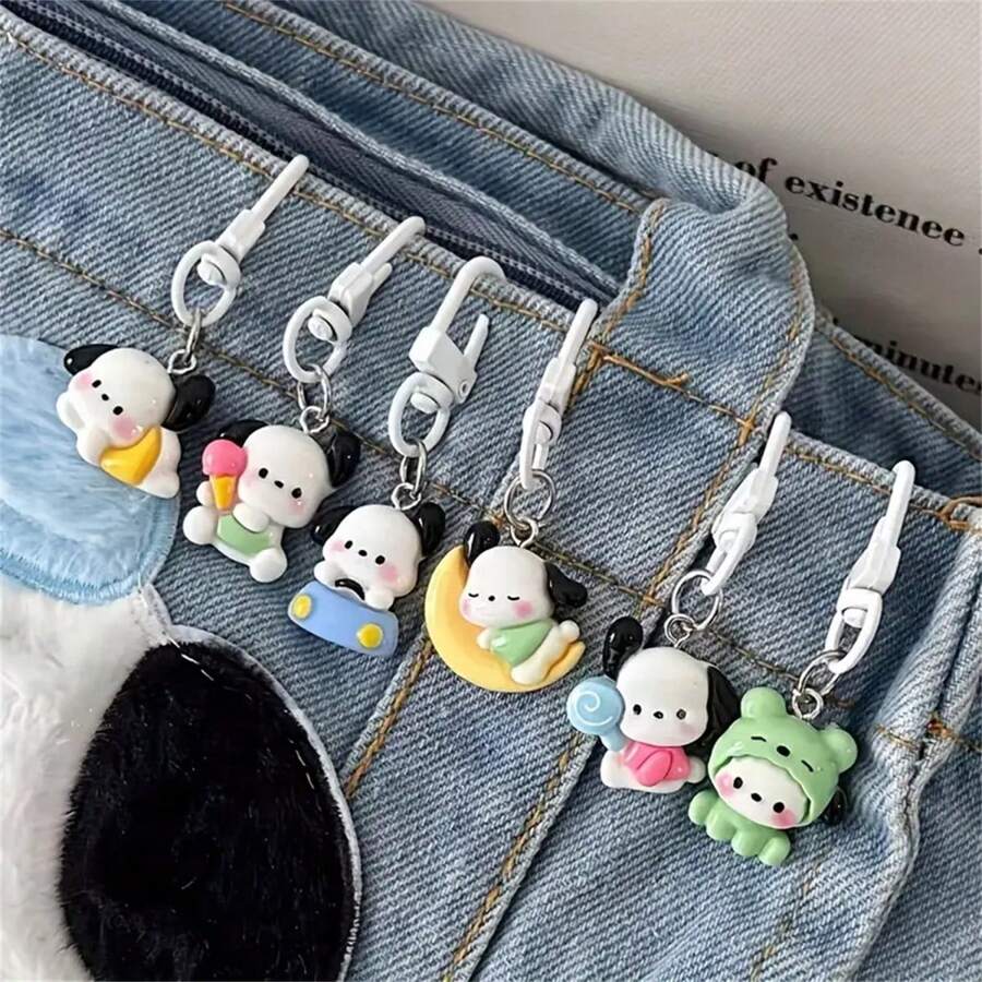 Sanrio 6 Peças Chaveiros Fofos de Desenho Animado - Pingente de Silicone, Adequado para Bolsas, Presentes Perfeitos para Amigos