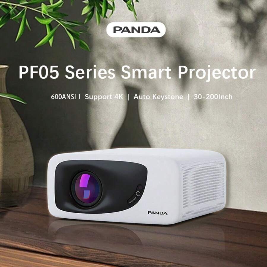 PANDA PANDA PF05 Projector 600 ANSI Lumens Support Android 13.0 Auto Focus/Keystone WiFi 6 Native Smart Projectors Full HD 1920*1080P Outdoor Movie Home Theater Projector