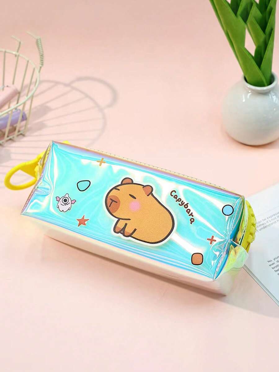 1pc Capybara Pencil Case, High-Quality Pencil Case With Large Zipper, Adorable Capybara Design, Student Desk-Top Stationery Organizer Bag, Waterproof And Durable, Large Capacity Pencil Pouch, Cosmetic Organizer,Pencil Pouch,School Bag