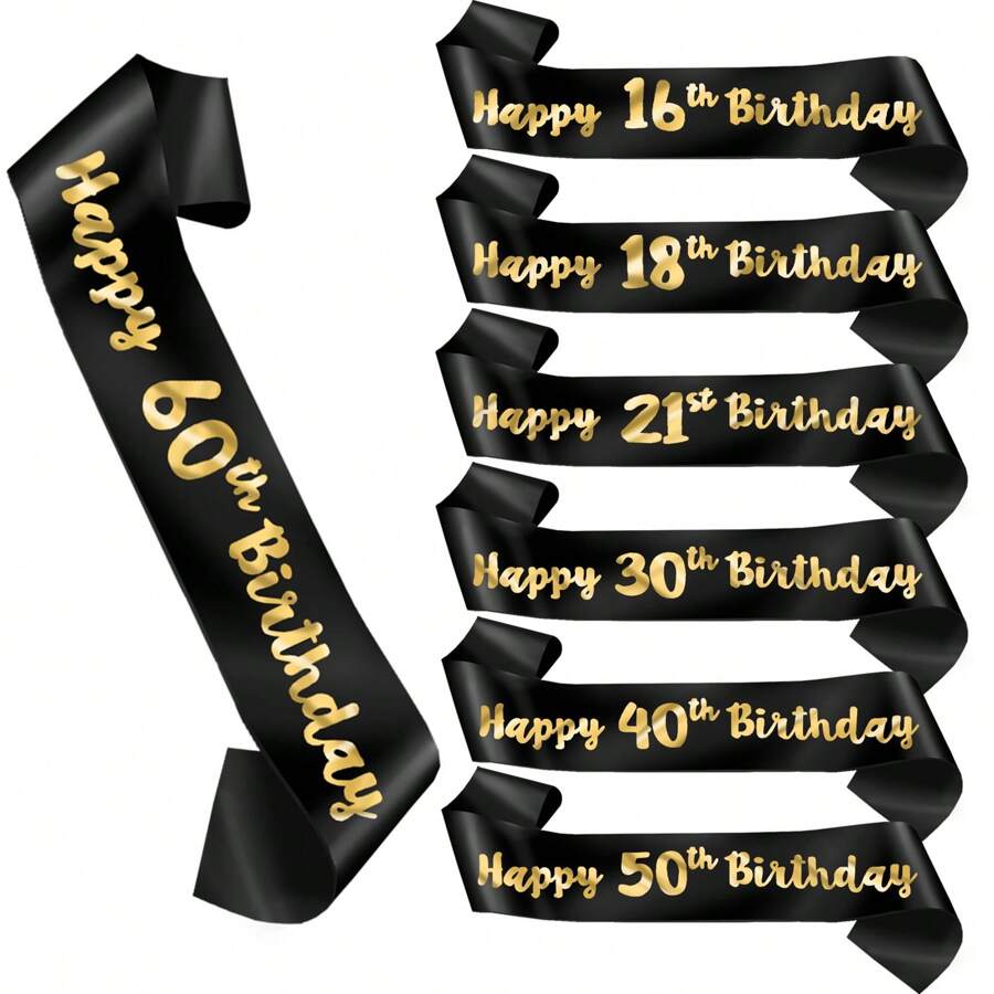 Regalo de cumpleaños perfecto: faja dorada brillante con purpurina para edades 16, 18, 21, 30, 40, 50, 60 - Decoración de fiesta