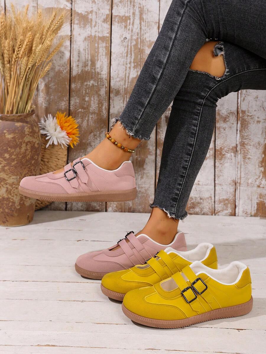 1 Paio di scarpe casual estive da donna, con suola chunky, in finta pelle, con chiusura a strappo, comode per uso esterno