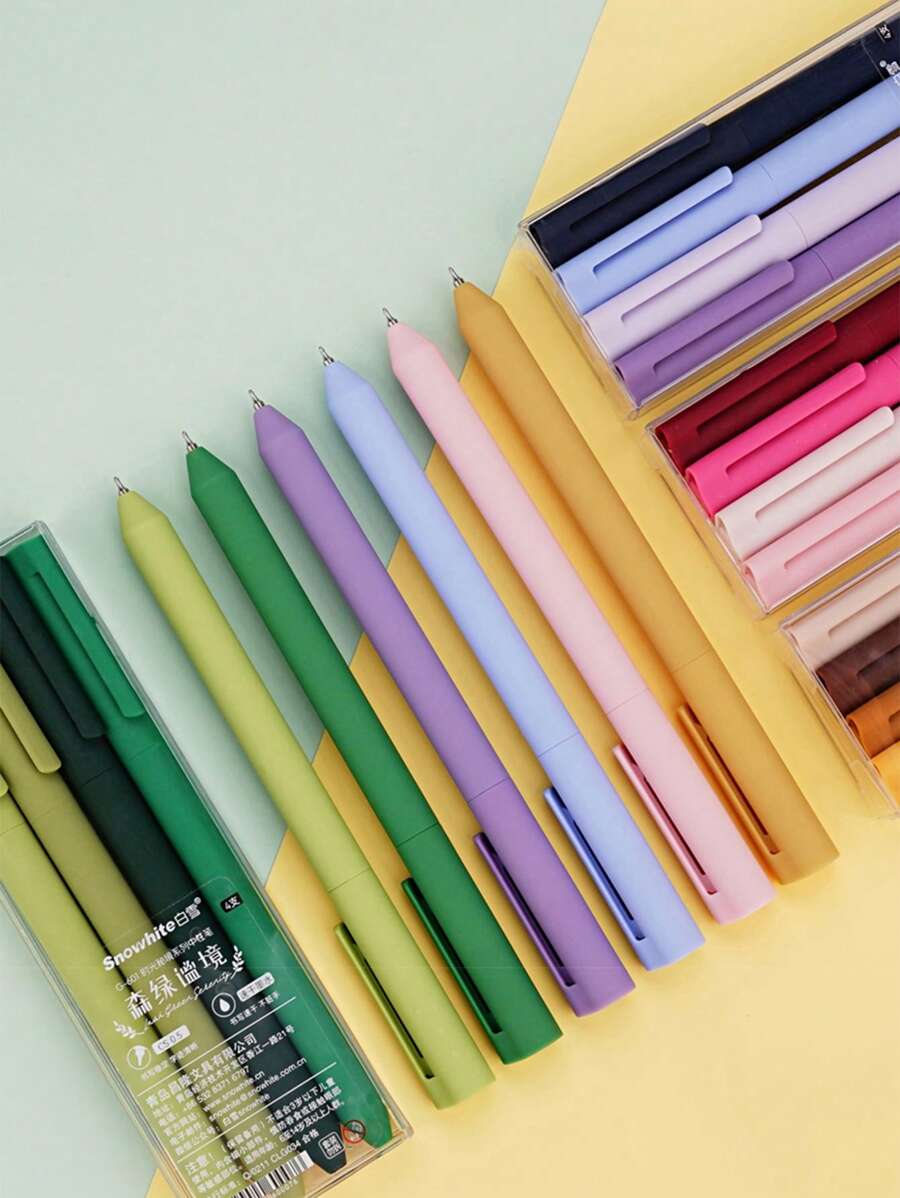 4 Stücke/Packung bunte Kugelschreiber, Lernmaterialien für Studenten, Büroartikel, geeignet für Studium, Zeichnen, Schul-Basics