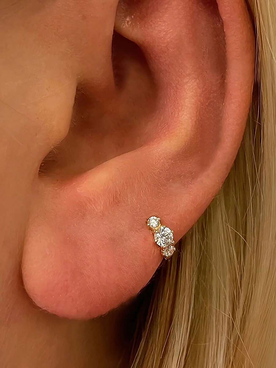 1 pieza Pendientes de aro clásicos minimalistas de plata esterlina 925 con circonita sintética - Elegante joyería diaria y de fiesta para mujeres