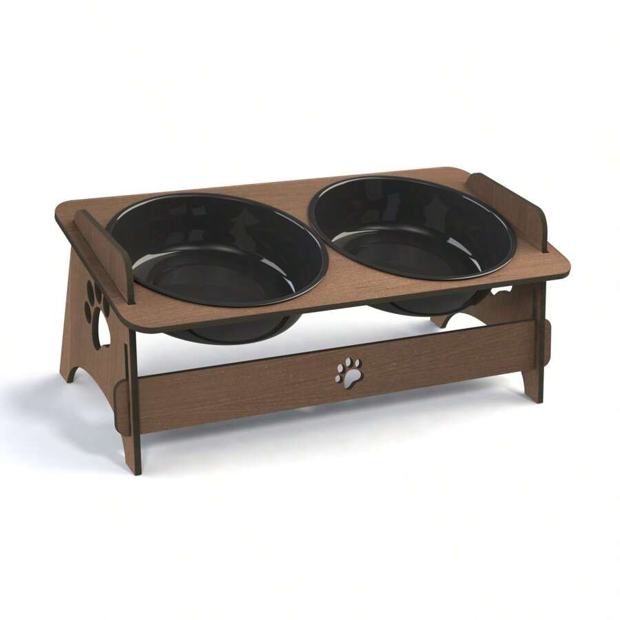 Comedouro Bebedouro Pet em MDF Elevado Para Cães e Gatos Com 2 Tigelas Várias Cores