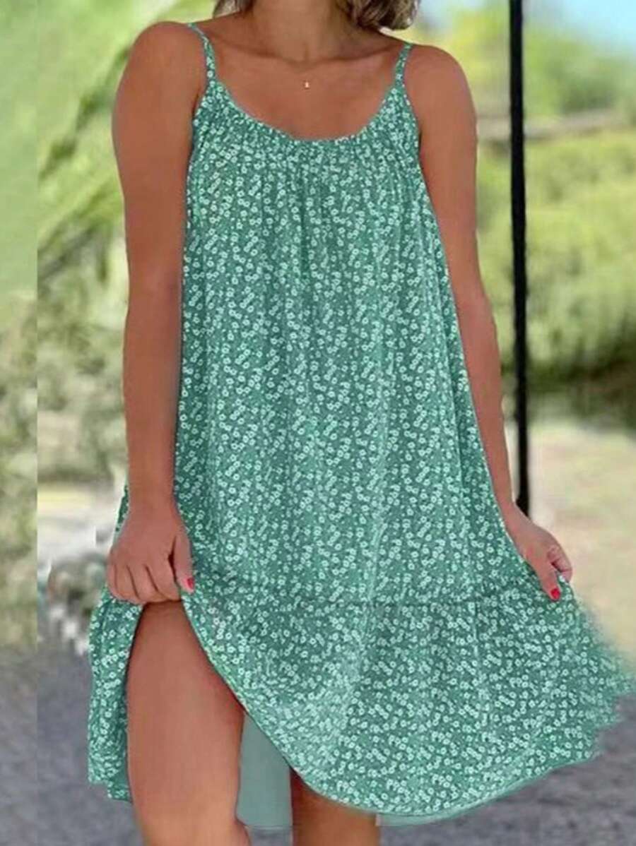 Abito corto estivo casual e alla moda da donna in stile boho con spalline