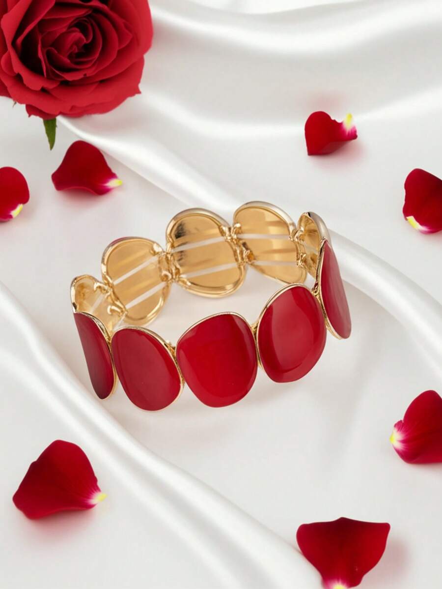 1 pièce Bracelet de design simple et élégant rouge, accessoire de bijouterie de haute qualité pour une utilisation quotidienne des femmes, cadeau