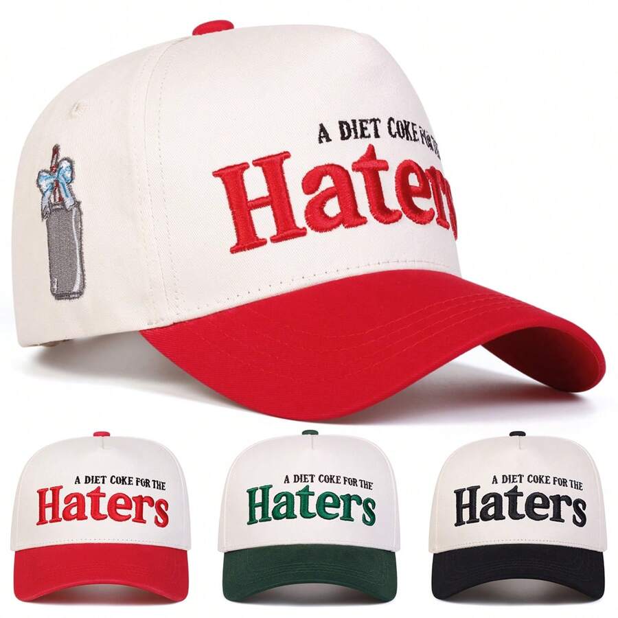 1 Stück Frauen "A Diet For The Haters" gestickte Trucker Mütze, lässiger Straßen-Stil Baseballkappe für Frühling, Herbst, Urlaub, Reisen