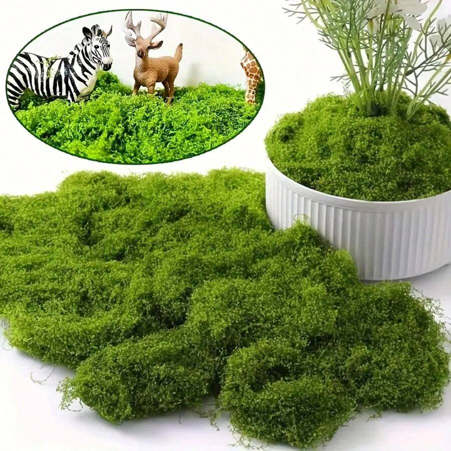 200 G Artificial Moss For Crafts, Artificial Moss For Decorating, Moss Decoration, Art Moss, Fake Moss Aesthetic Decoration Easter For Wall, Nativity Scene, Aquarium, Model Making (100 G Dark Green +
